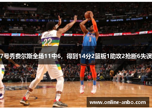 7号秀费尔斯全场11中6，得到14分2篮板1助攻2抢断6失误